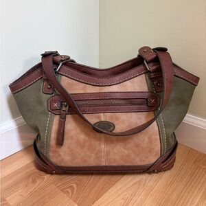 b.o.c. Tan and Olive Shoulder Bag